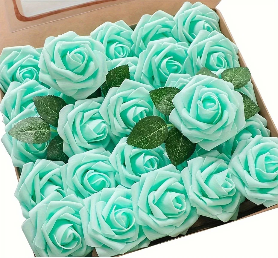25pcs Artificial Rose Flowers with Stems for DIY Wedding Home Decor