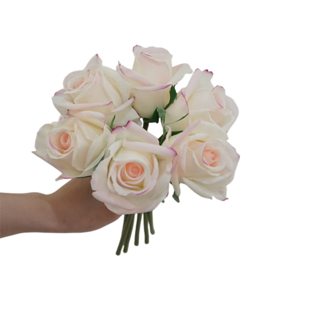 6 pcs Artificial Rose Flowers Real Touch Silk Rose 10.2 inch Single Stem Rose…