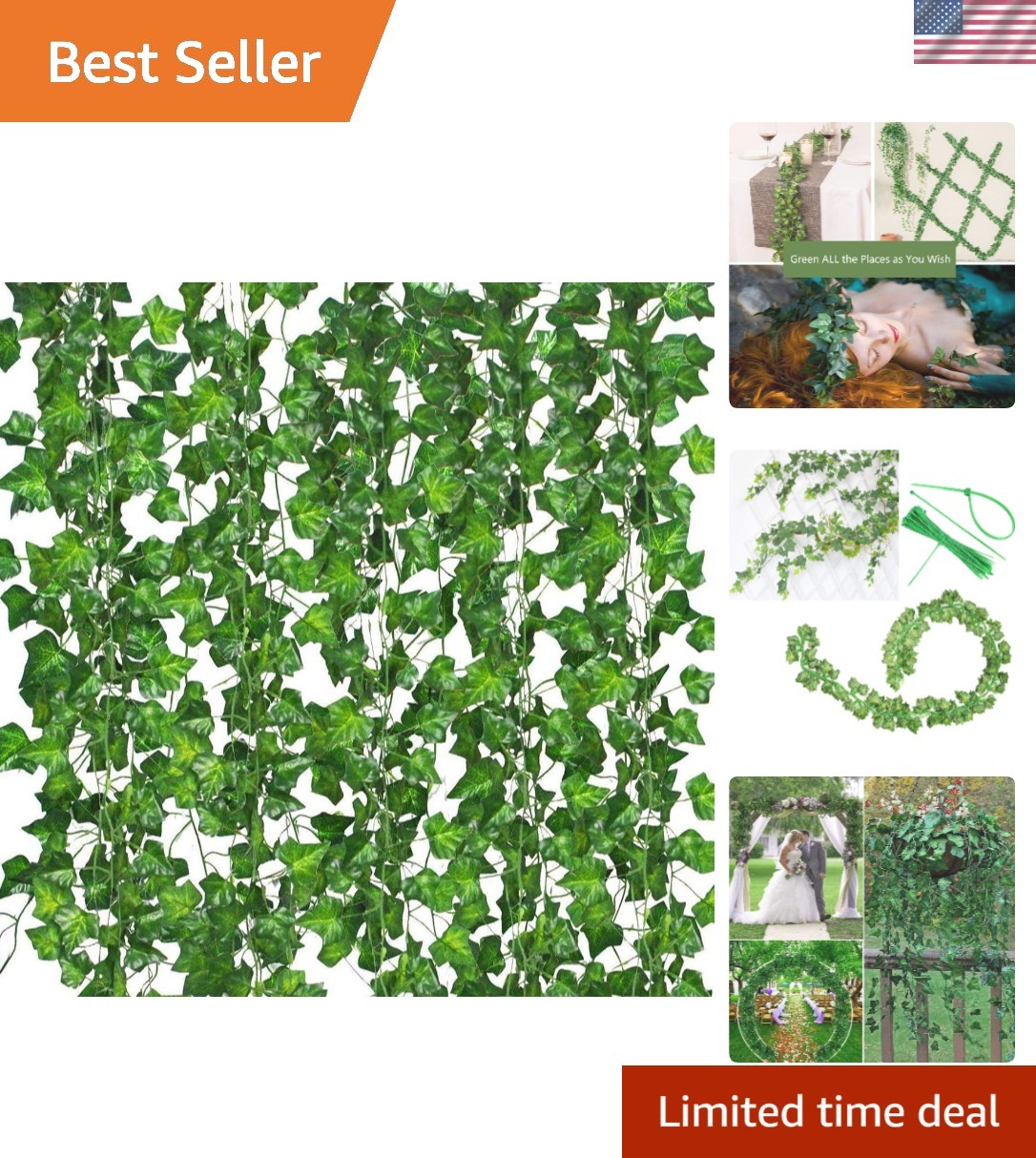 Lifelike 12 Pack Ivy Garland – 84ft of Greenery for Vibrant Aesthetic Home Decor