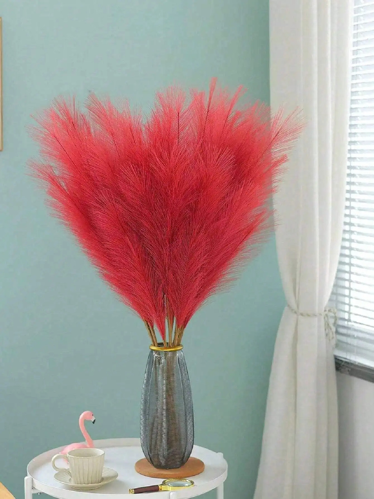 Red Artificial Reeds 55cm Tall Faux Pampas Grass for Wedding & Party Decor