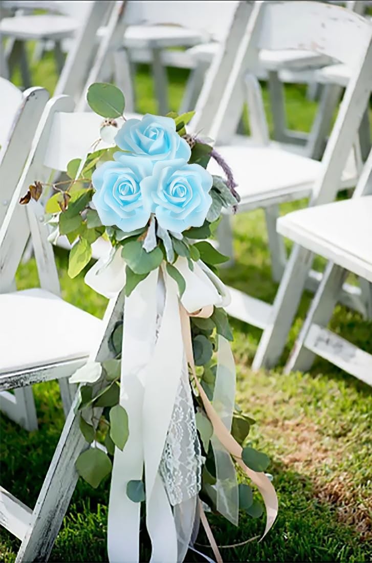 100PCS Baby Blue Foam Flowers Artificial Flowers Foam Roses Baby Blue Artific…