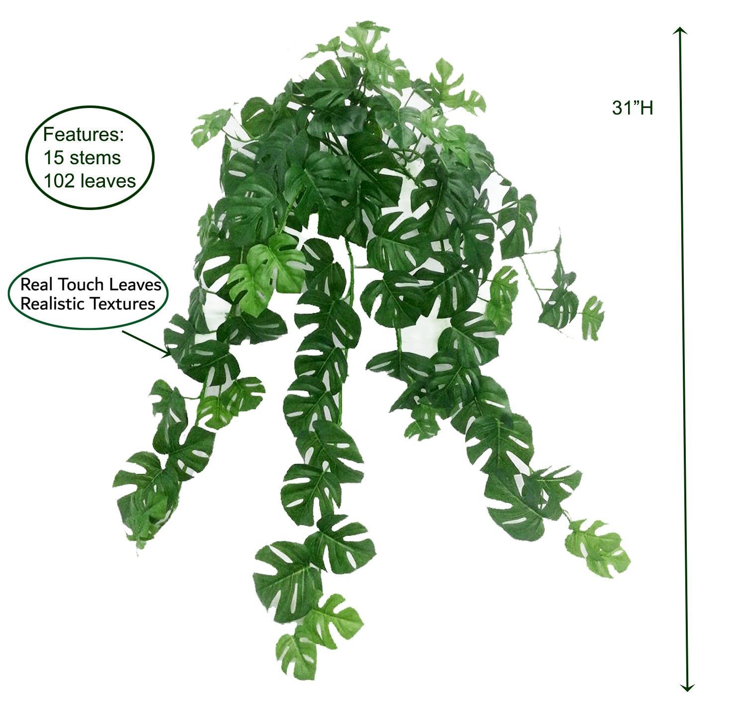 Greenery Hanging bush, real touch split philo leaf, 31″H