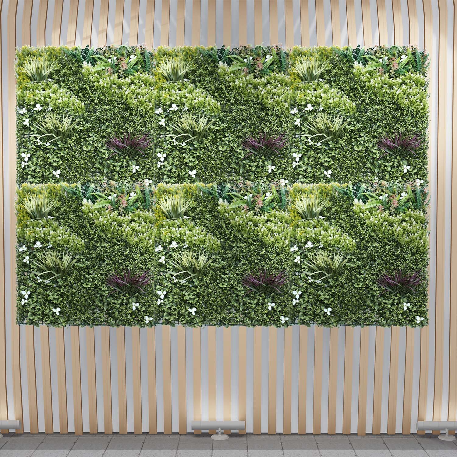 40×40 in Artificial 3D Mix Leaves #4 Mat Faux Fence Panel Wall Decor Grass Hedge