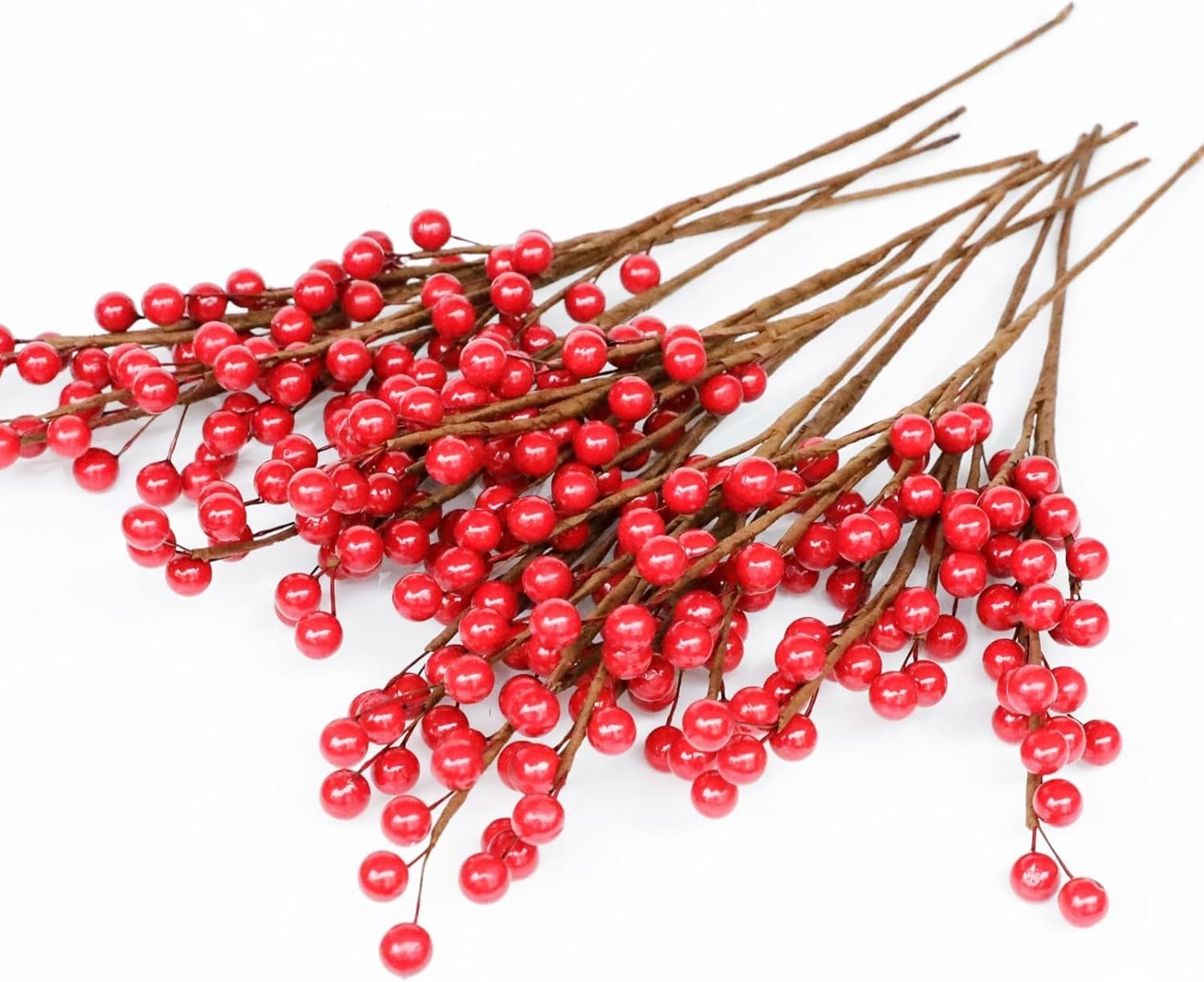 12pcs 13.5″ Red Holly Berry Stems for Christmas, Faux Greenery Picks and Sprays