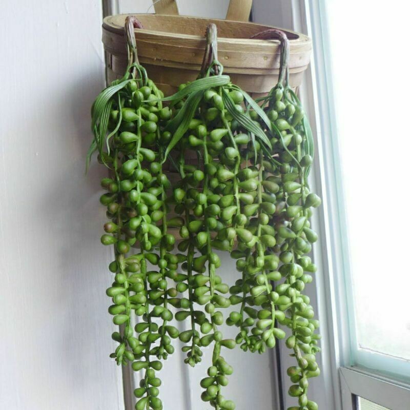 2Pcs 24″ Artificial Succulent Plant Green Vines Flower Hanging Rattan Wall Decor