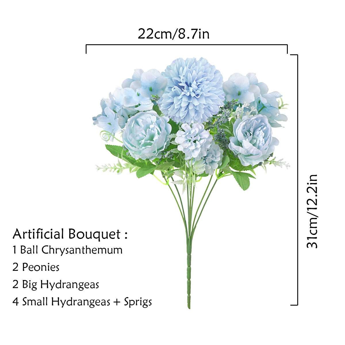 4pcs Silk Peony Artificial Hydrangea Flowers Bouquet Party Wedding Home Decor
