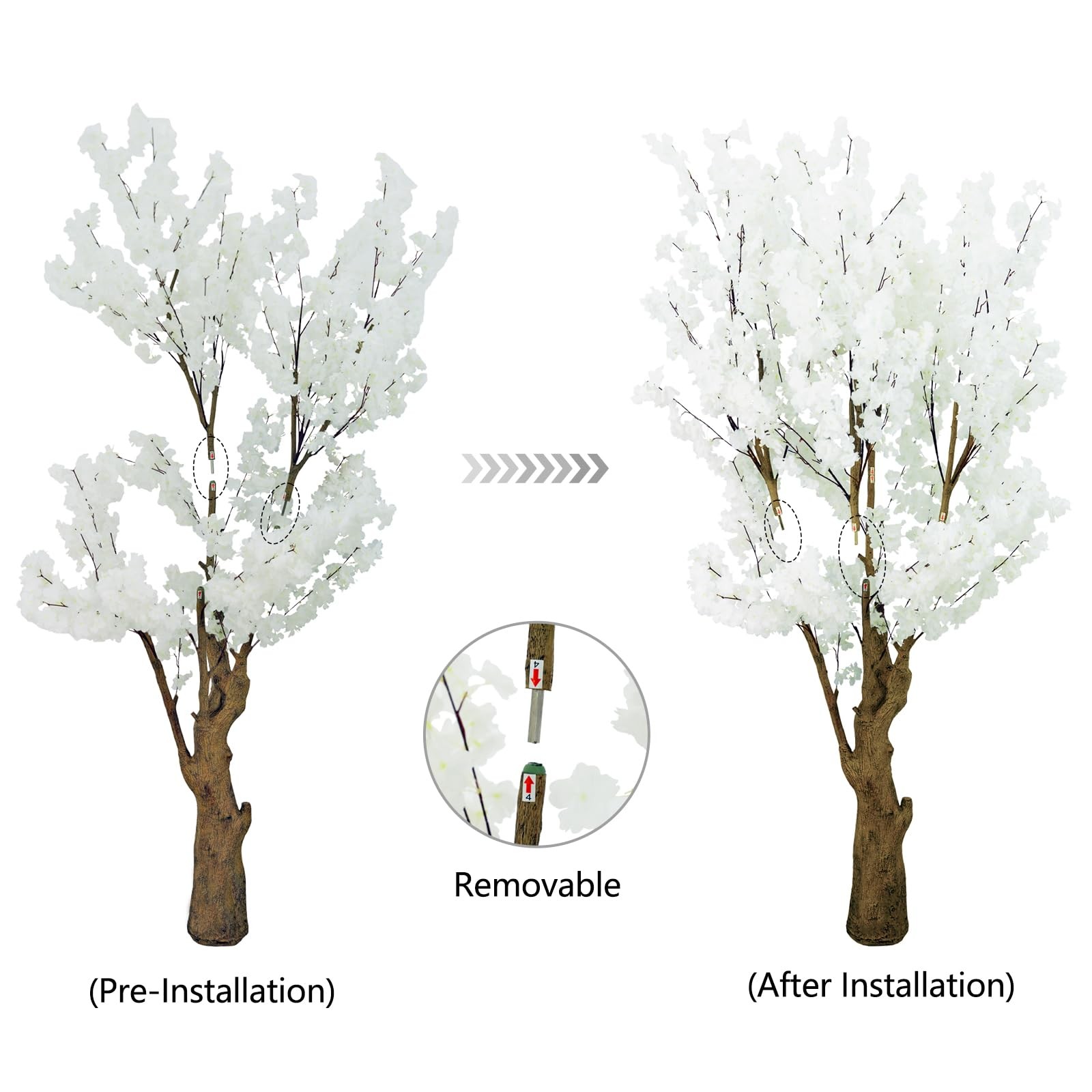 7FT Artificial Cherry Blossom Tree, White Faux Flower Tree for Home, Office, …