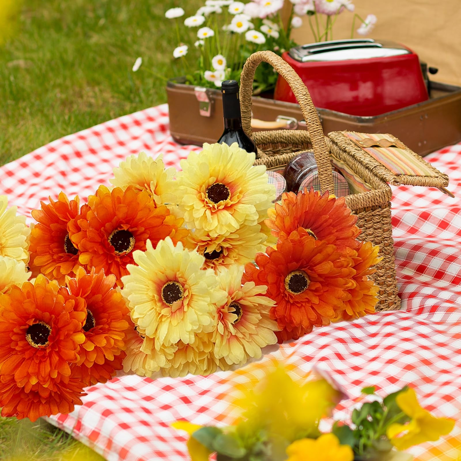 20PCS Artificial Daisies Flowers, 4 Bundles Silk Gerbera Daisies Flowers for …