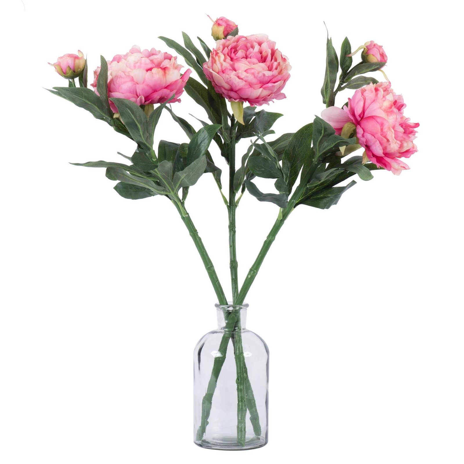 Vickerman 24″ Contemporary Plastic Artificial Peony Stem in Pink (Set of 3)