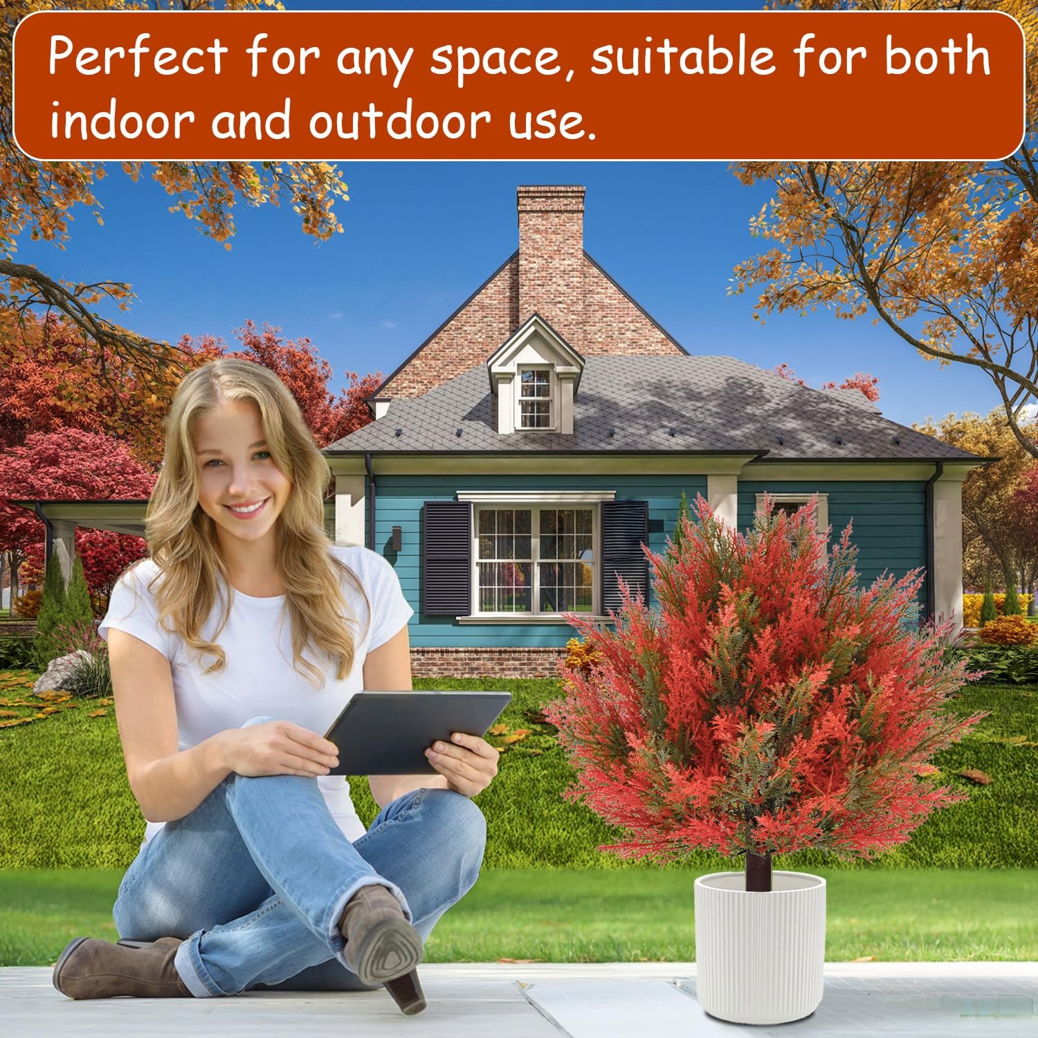 2pack 23Inch Realistic Artificial Autumn Plant Balls Simulation Cedar Trees, …