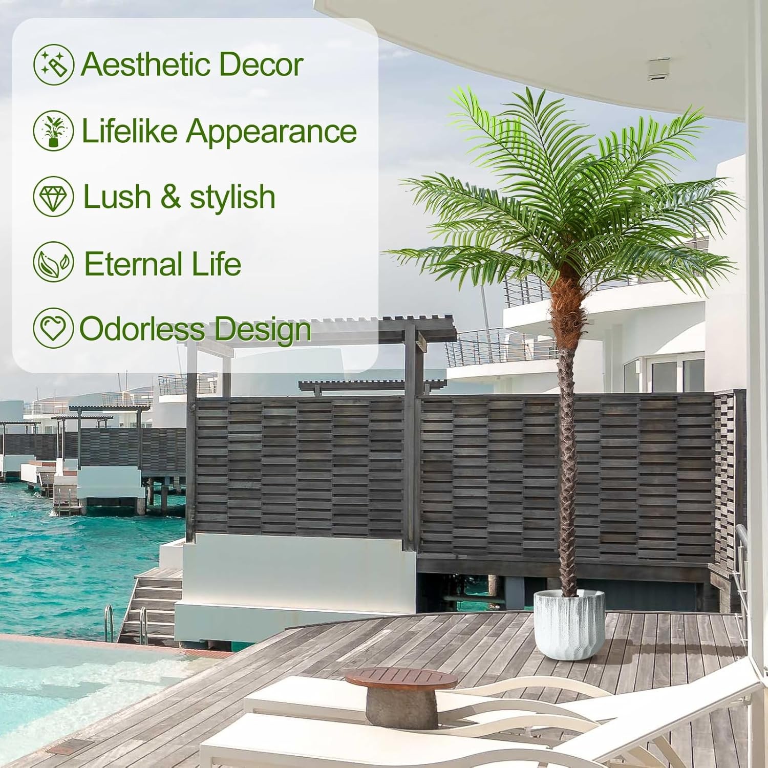 2PK 8.5Ft Artificial Palm Tree – Faux Coconut Silk Palm for Indoor/Outdoor Decor
