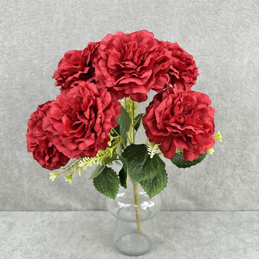 7 Artificial Peony Flowers White Black Red Blue Green Light Purple Deep Pink