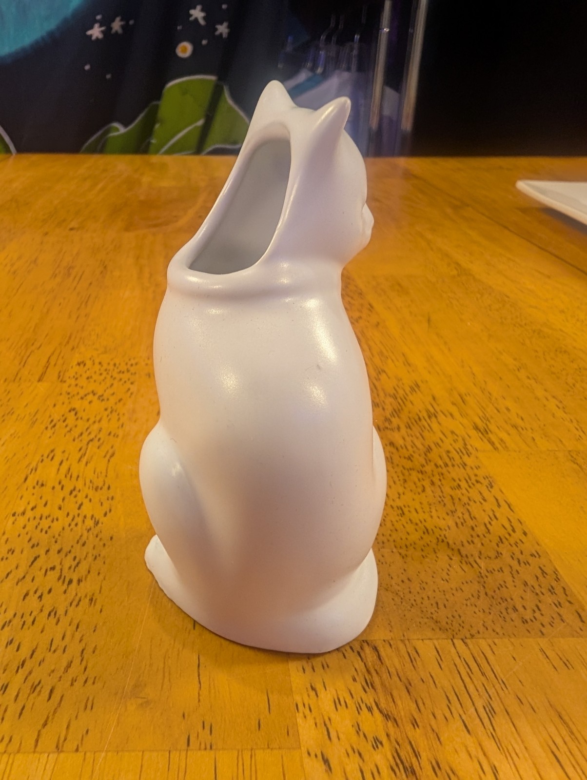 Partylite White Cat Vase small kitten figurine planter 4 inch Kitty Kitsch Cute