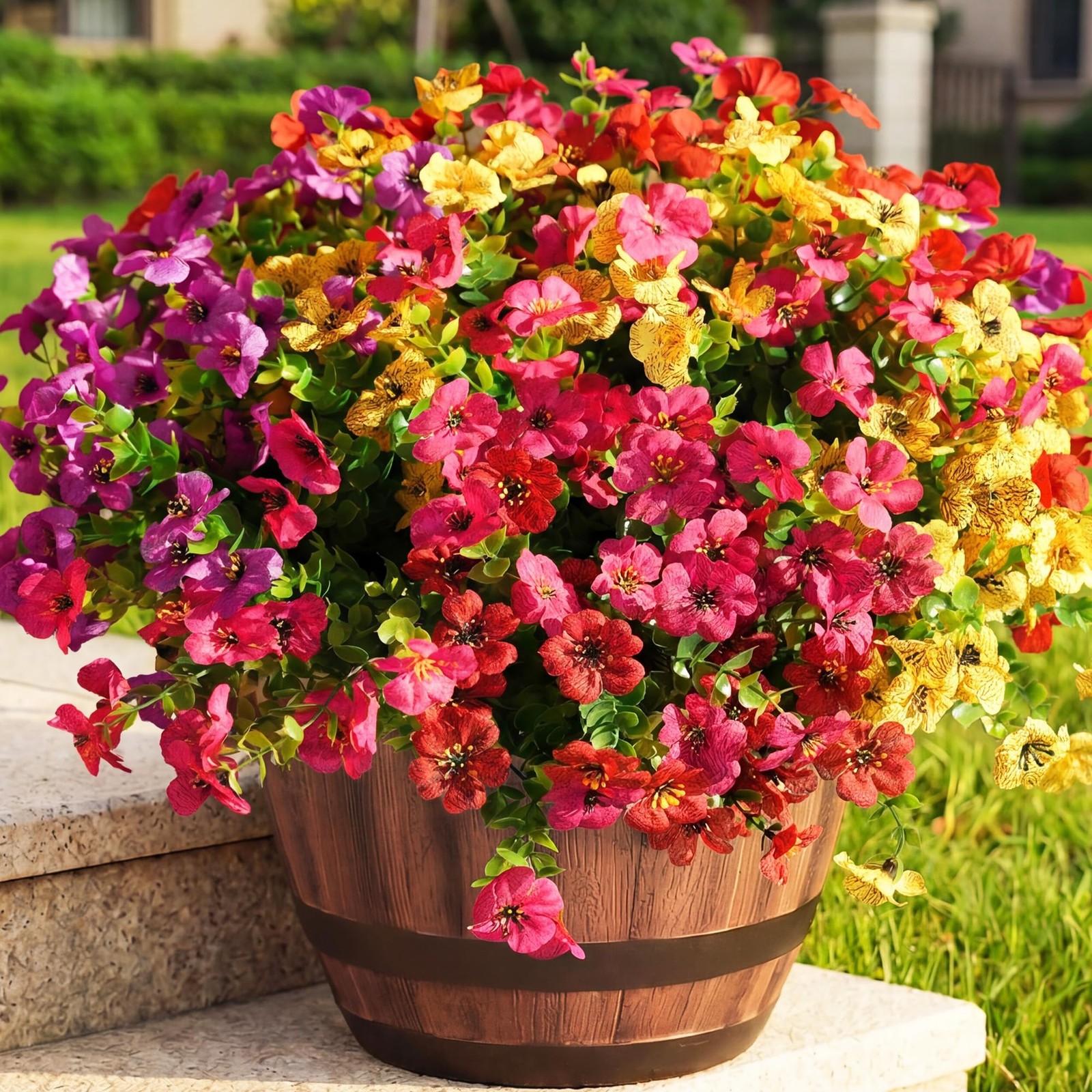 Artificial Flowers for Outdoors, UV Resistant Fake Silk Flowers