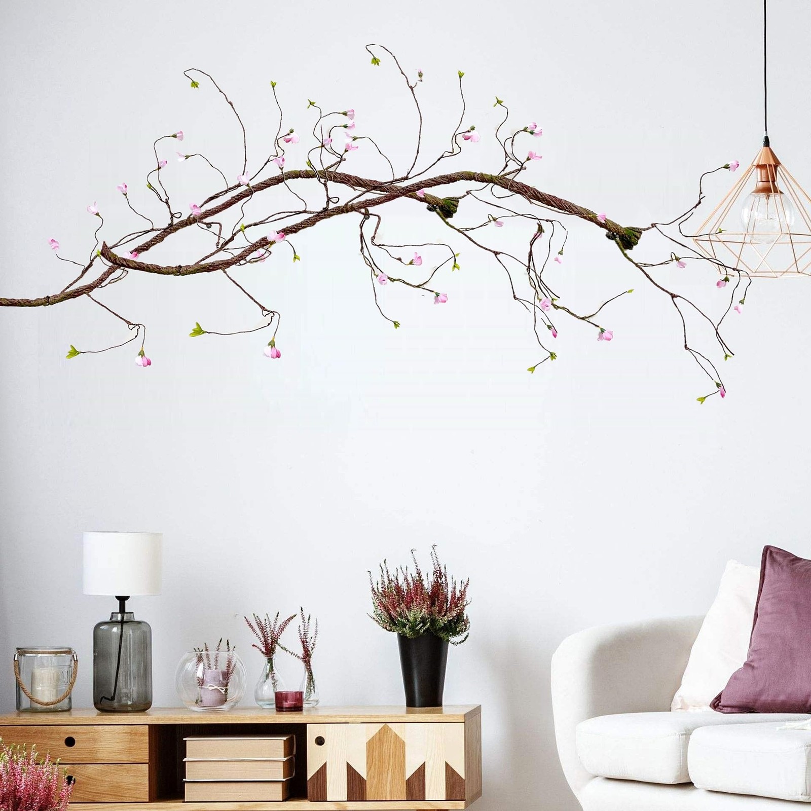 Artificial Tree Branches Jungle Rattan Foam Long Vines with Flowers and Leave…