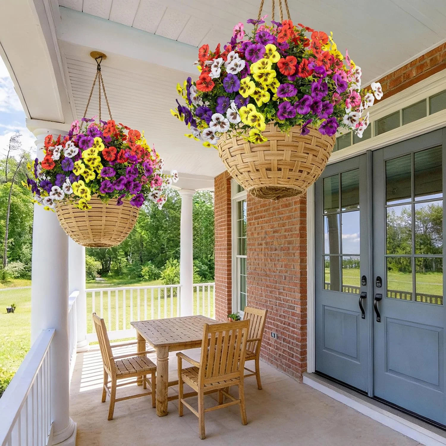 24 Bundles Artificial Fake Flowers Plants for Outdoor Decoration(6 Color) | Faux
