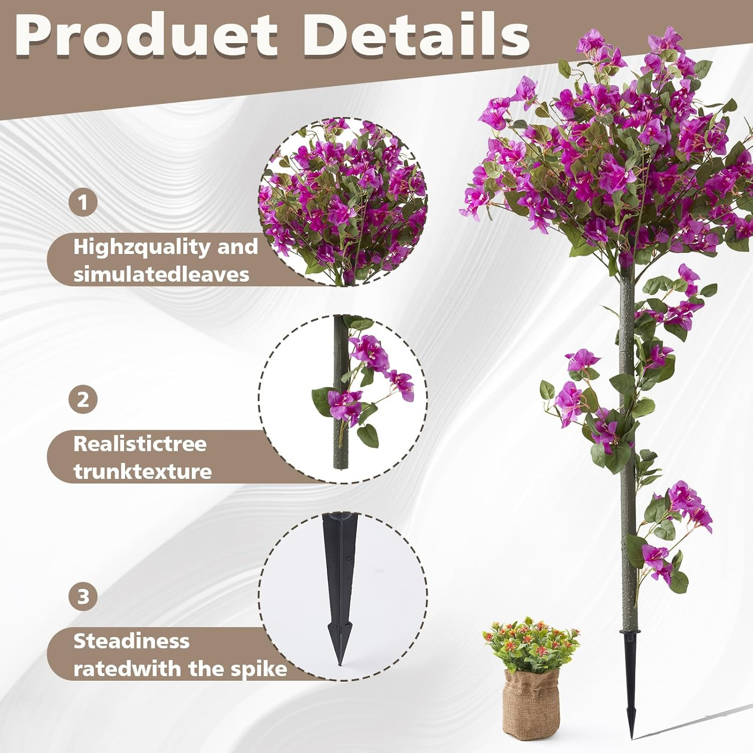 4FT Artificial Bougainvillea Trees – 2 Pack Faux Silk Flowers for Indoor/Outdoor