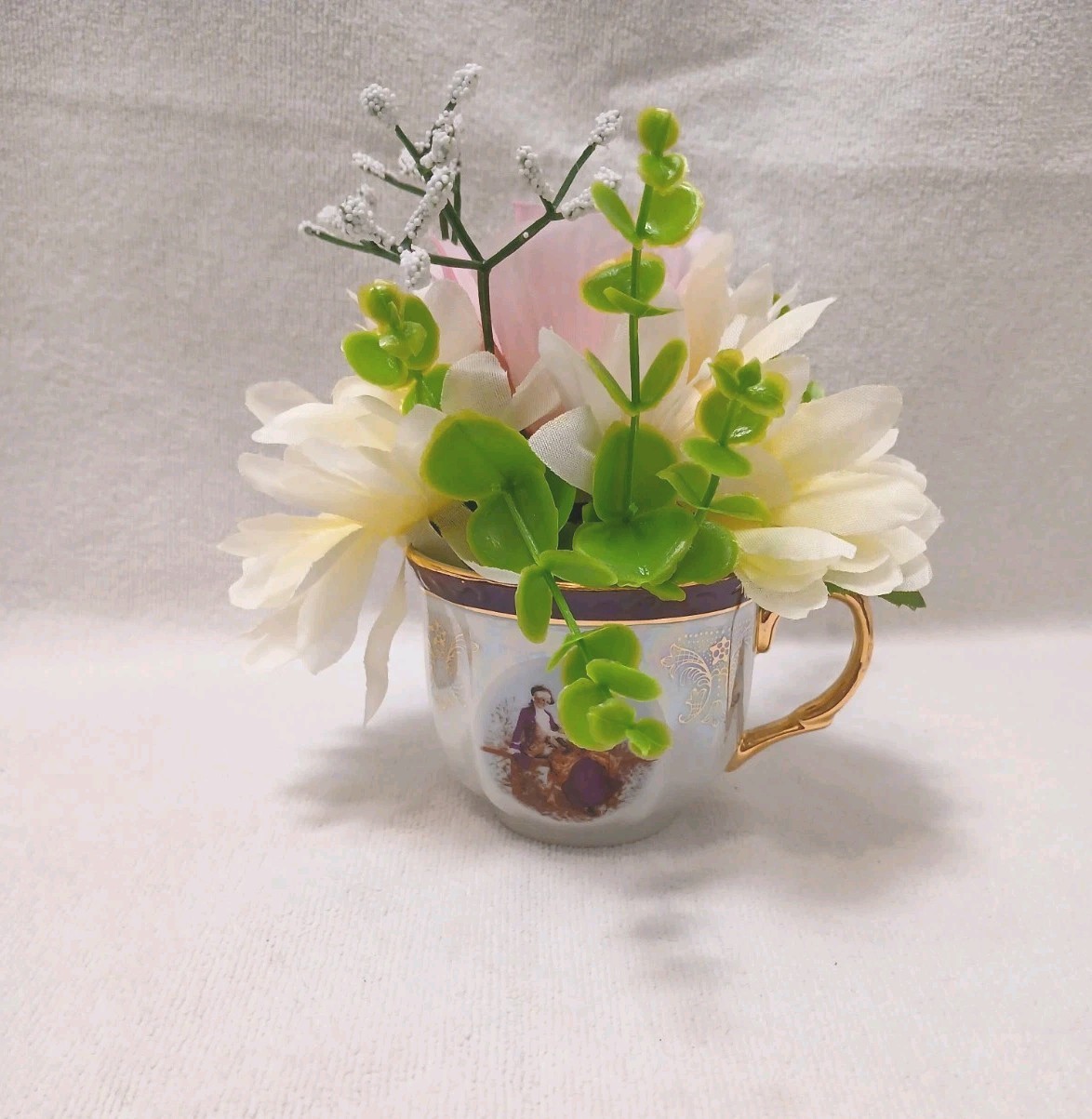 Tea Party Pink Rose Chrysanthem Silk Floral Arrangement Bridal Birthday POP-IN