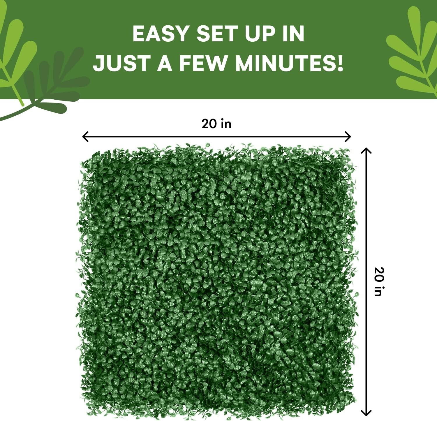 Realistic Grass Wall Panels – UV Protected – Pack of 12 – Includes Zip Ties