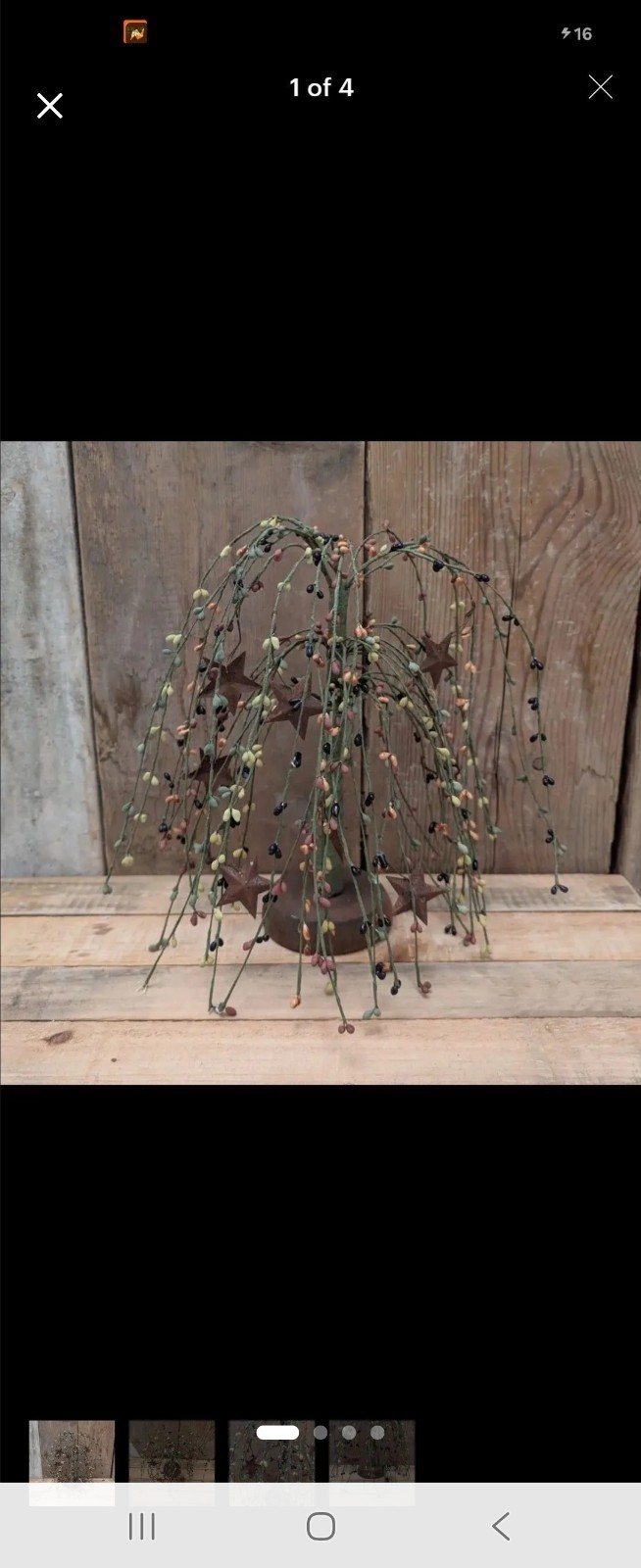 New – 11″ Multi-Color Pip Berry & Rusty Stars Willow Tree – 4″ Base Dia