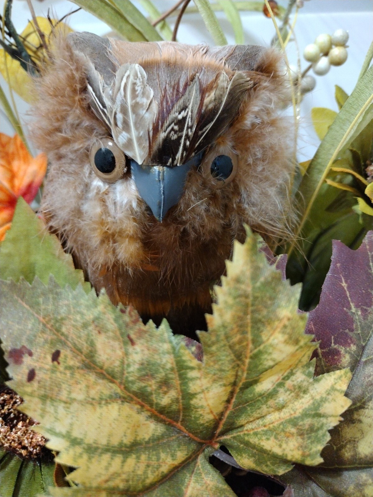 Home Decor Fall Owl Arrangement 14″ Tall by 12″ Wide.