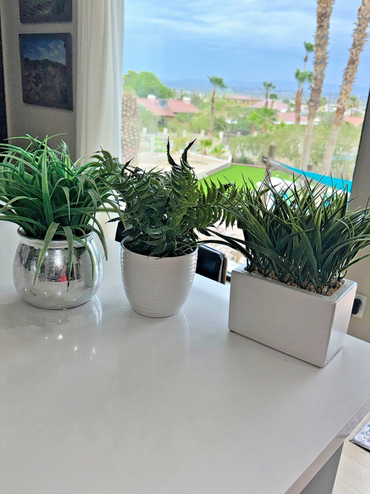 Set of 3 Artificial Faux Plants In Decorative Pots Greenery Home Decor
