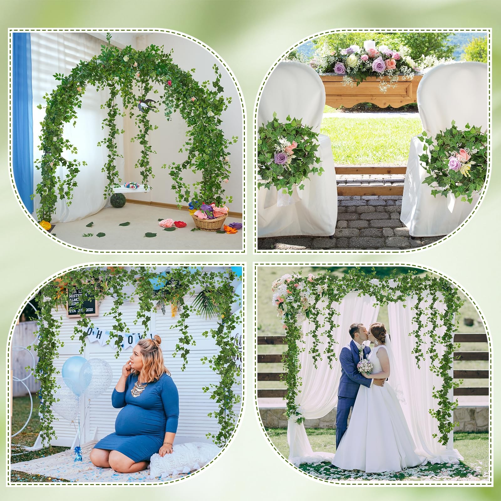 6 Strands Artificial Ivy Vines Garland 426″ Wedding Silk Ivy Garland with Gre…