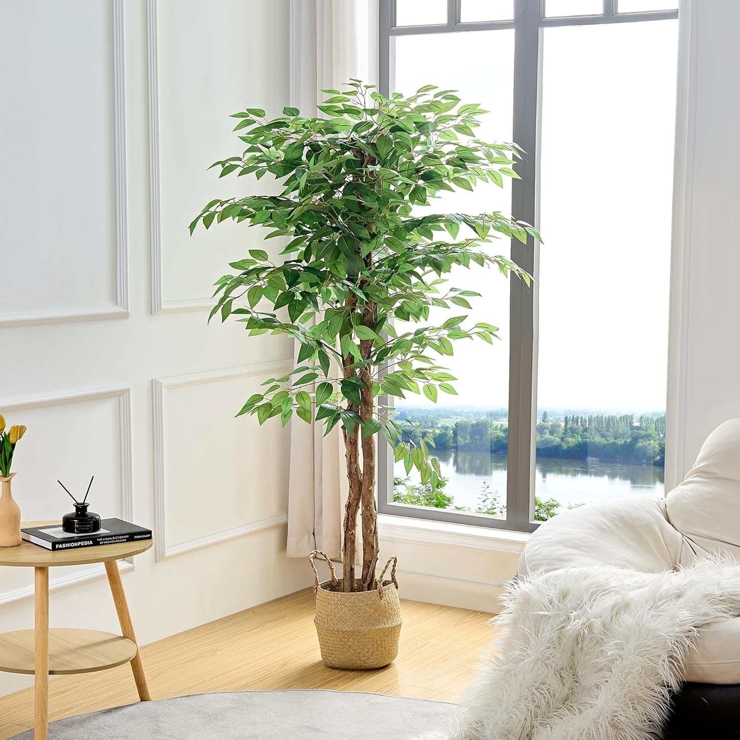 Artificial Ficus Tree with Sturdy Nursery Pot, 5FT Faux Silk Plant for Indoor…