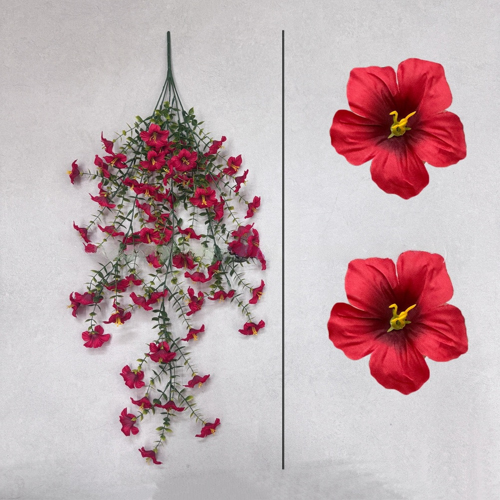 Artificial Hanging Basket with Adjustable Branches Eucalyptus Morning Glory