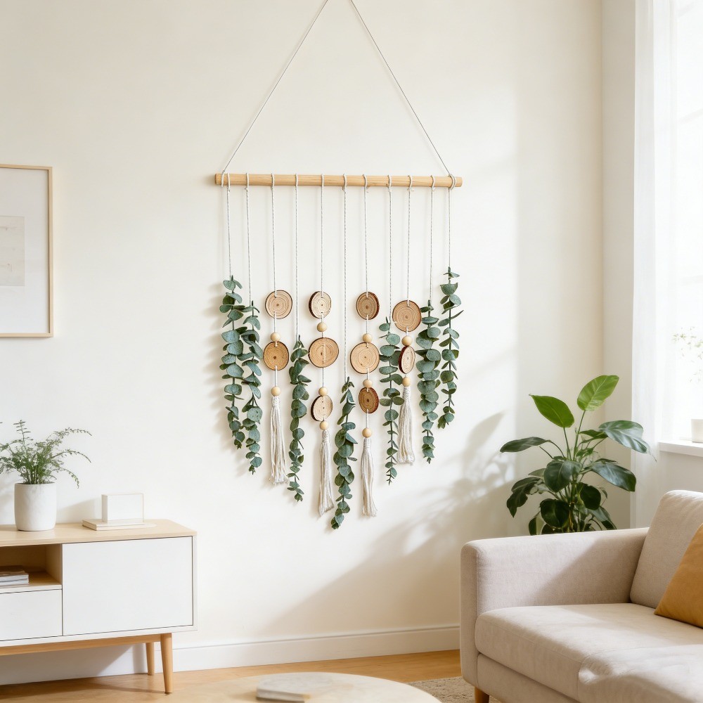 Artificial Eucalyptus Wall Hanging Fake Boho Wall Art Bedroom Kitchen Home Decor