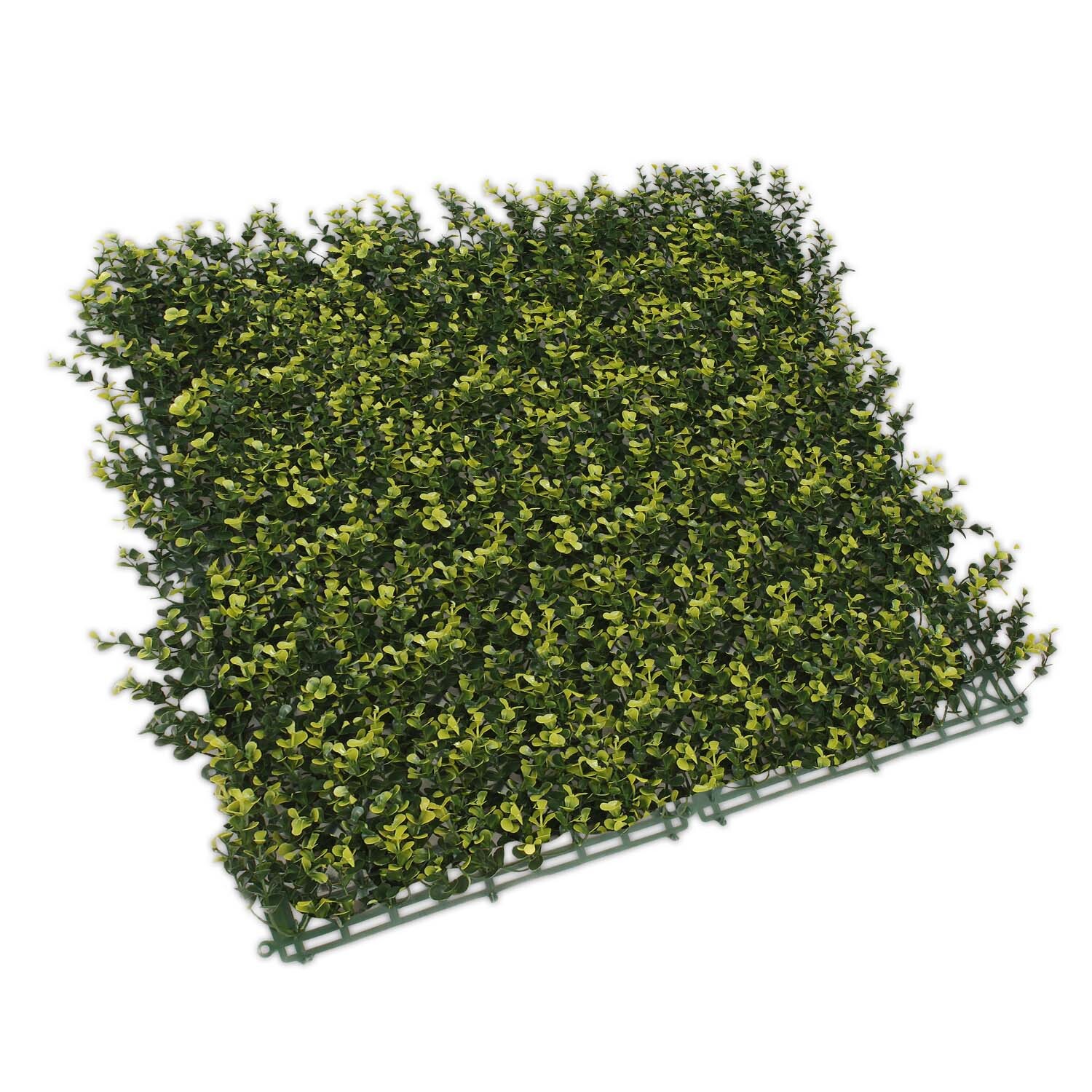 20″x20″ Artificial Faux Greenery Yellow Buxus Fence Screen Wall Decor Panel