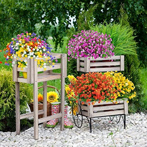 24 Bundles Artificial Flowers for Outdoors UV Resistant 24 Packs Multi Color