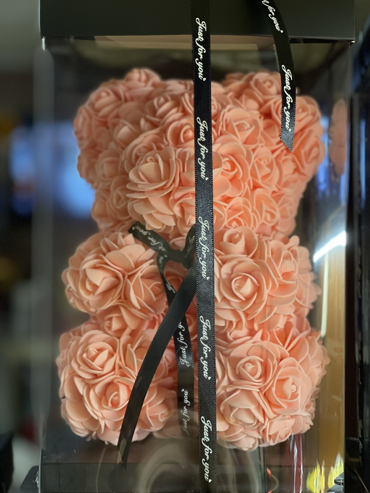  Rose BEAR W/ Display Case Gift for Birthday Anniversaries Gift 9″ 10 colors 