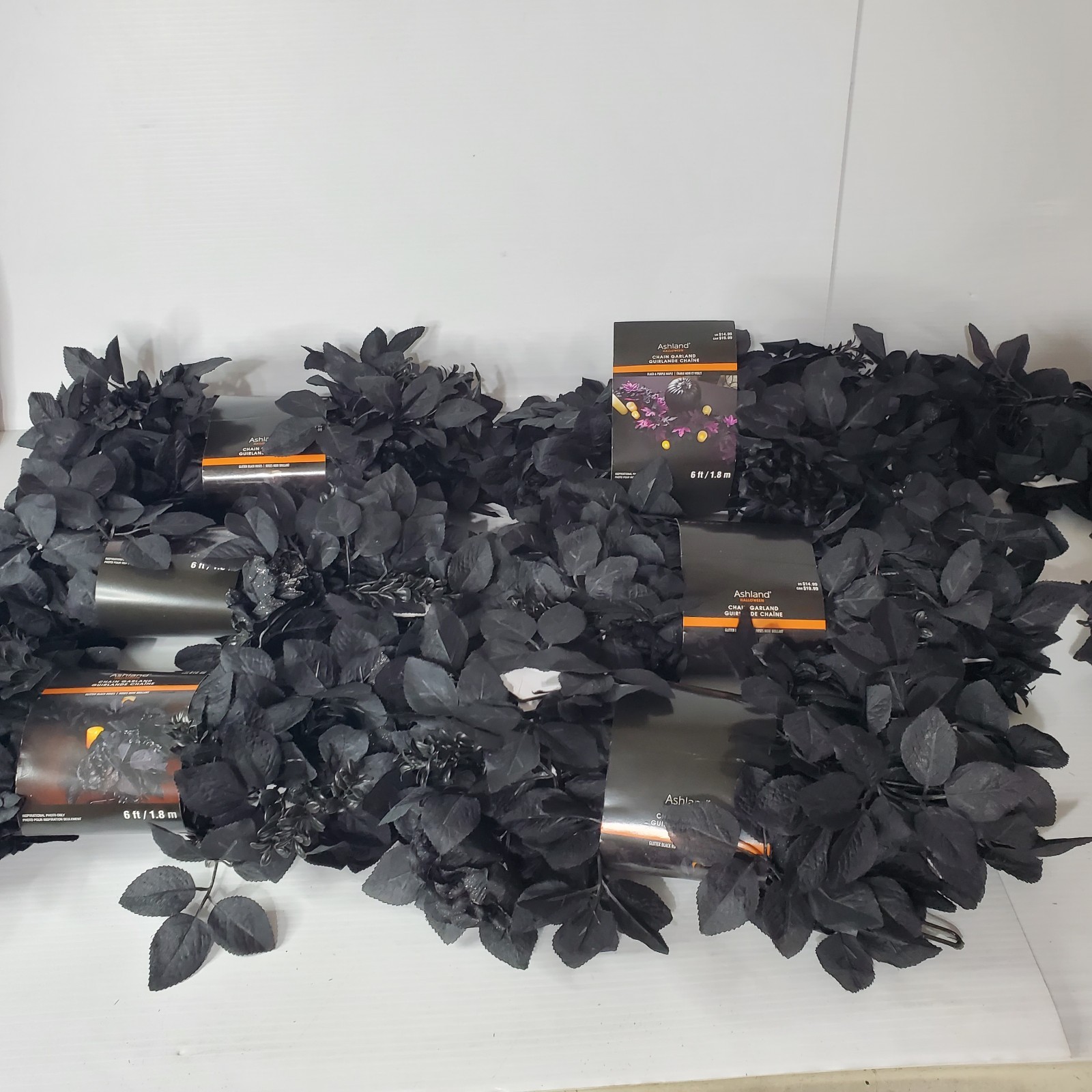 Ashland Halloween Gothic Chain Garland Glitter Black Rose 6ft Each Lot Set Of 8