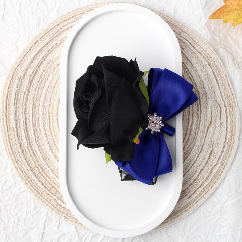 2 PCS Blue Black Rose Wrist Corsage Boutonniere Set Prom Party Homecoming