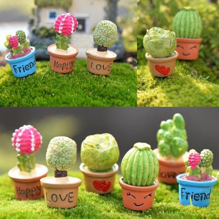 Mini Artificial Potted Plant Dollhouse Miniature Flower Home Desk Decor Love