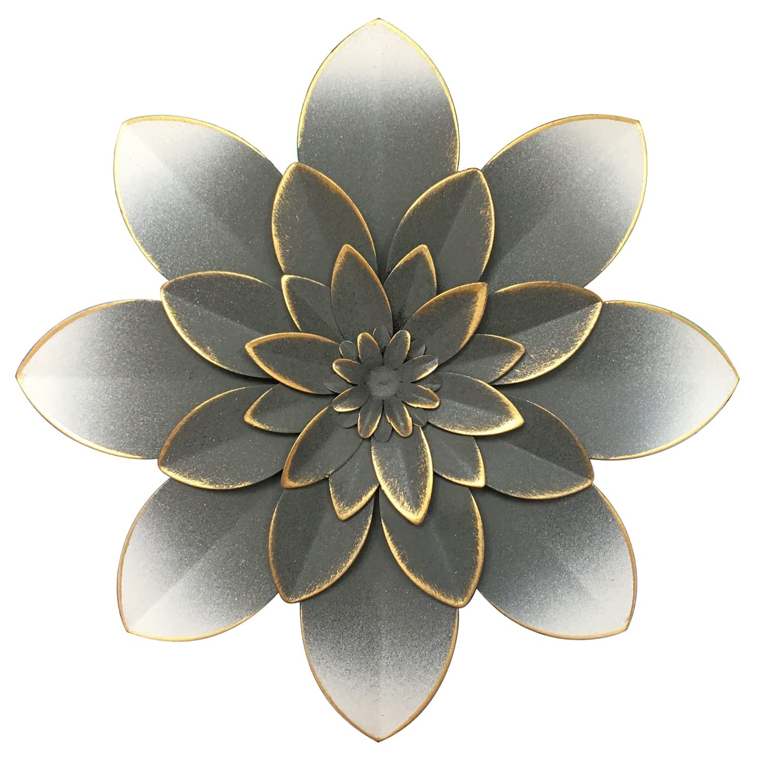 Picfarce Grey Metal Flower Wall Art Decor, 9.5″ 9.5″L x 9.5″W, 021G-Grey