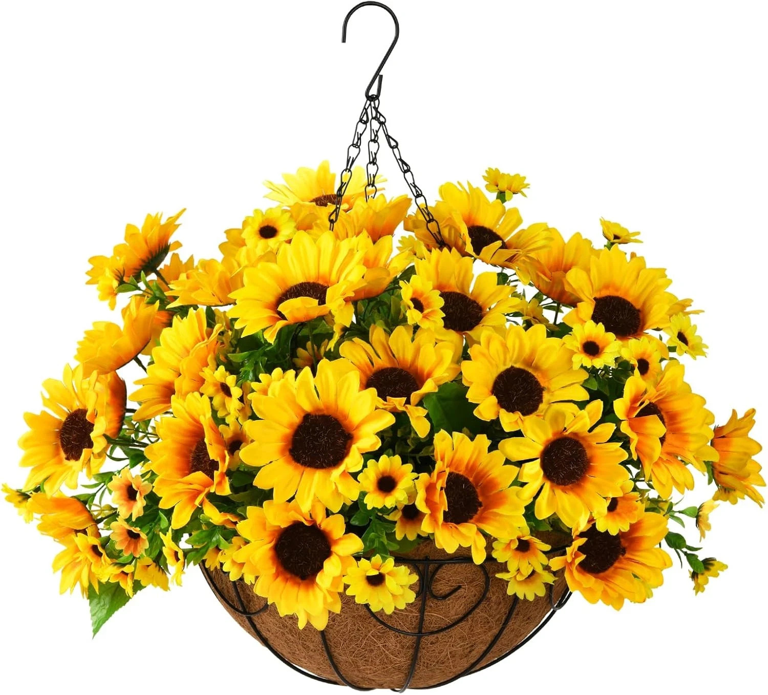 Artificial Sunflowers Fake Hanging Flowers Plants Baskets For Outdoor Fall Decor
