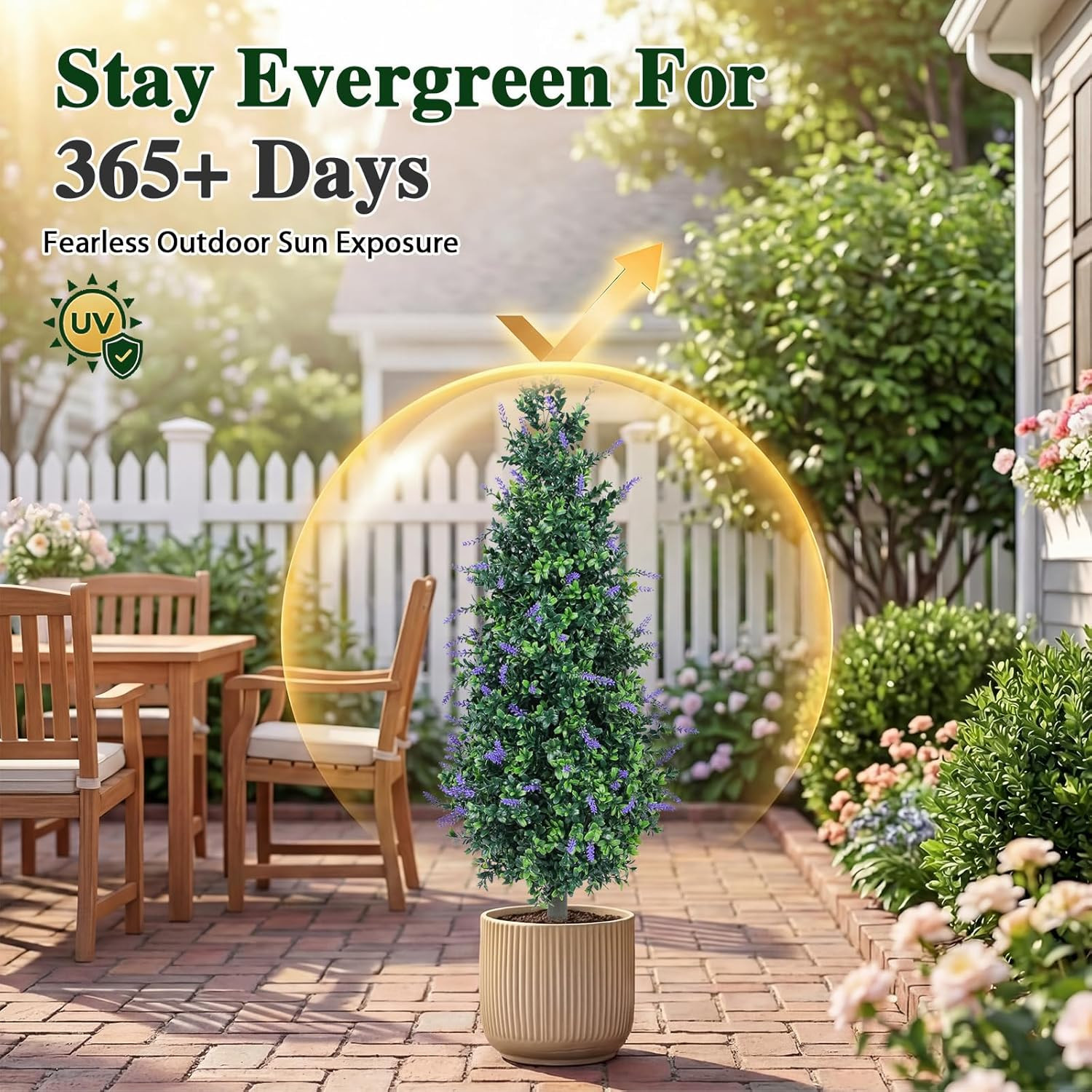 Set of 2 – 3Ft Lavender Artificial Topiary Trees for Indoor/Outdoor Decor