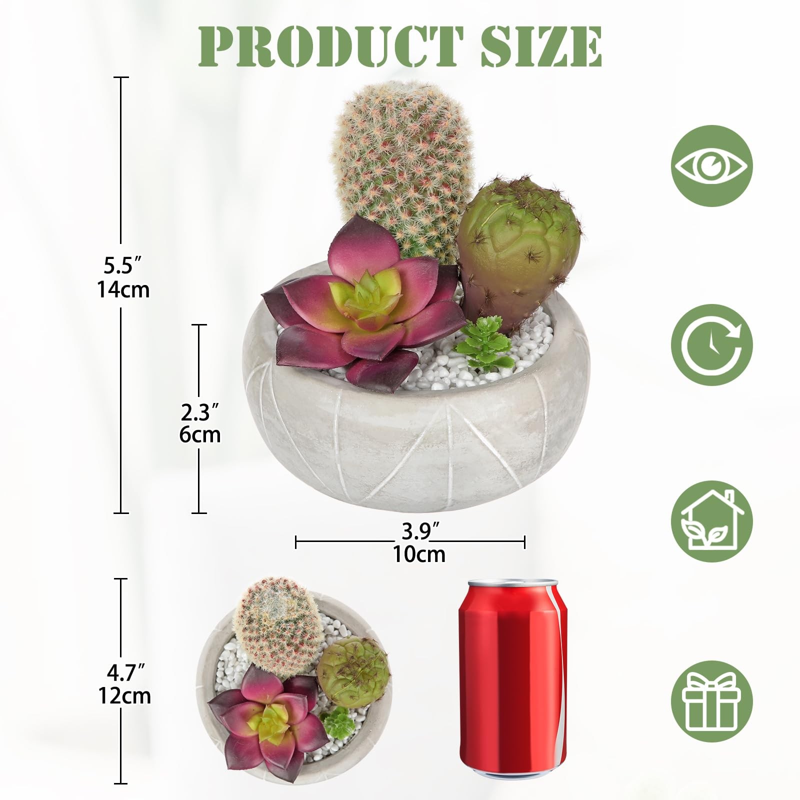 Artificial Cactus Plants Indoor, 5.5″ Assorted Small Faux Purple Succulent in…
