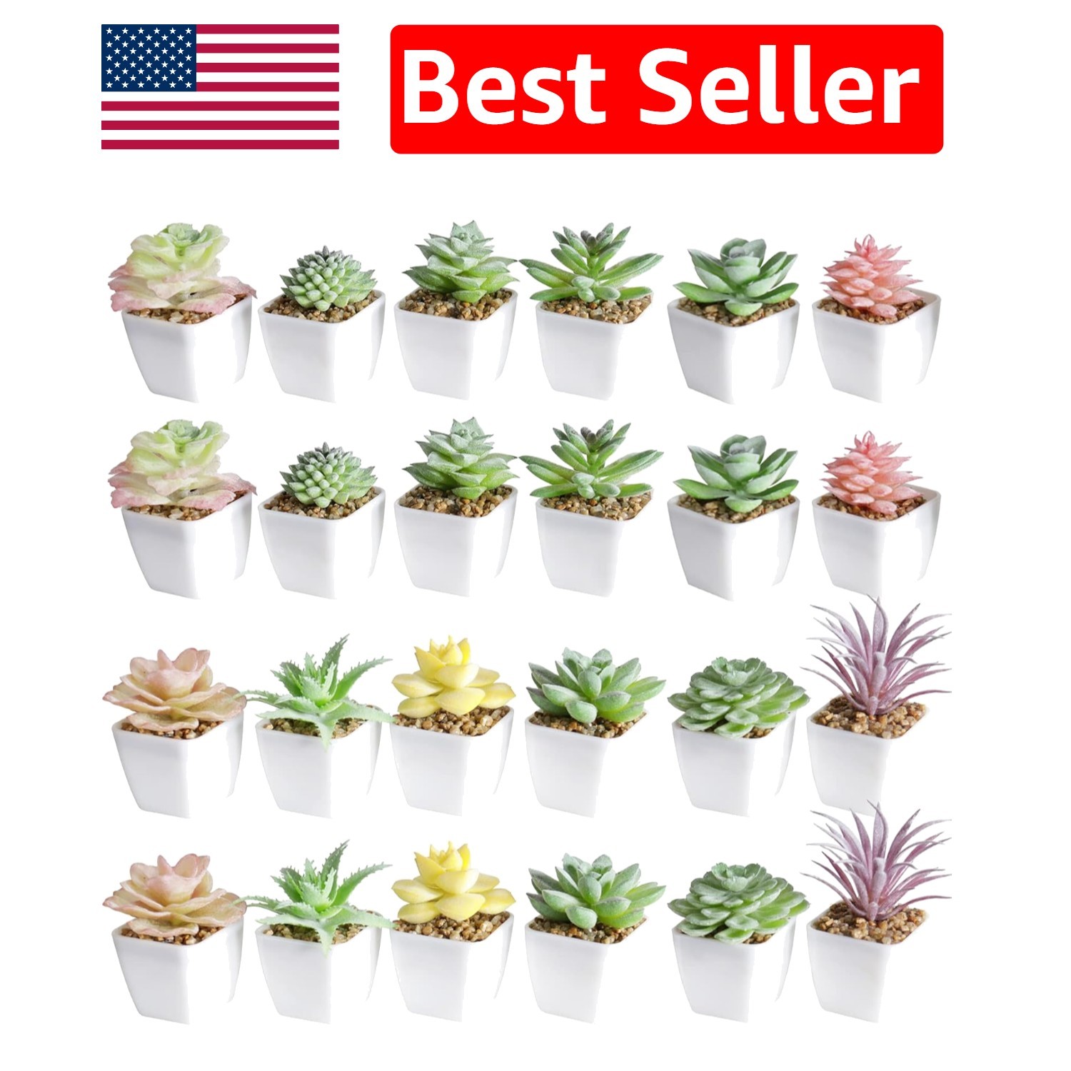 Eco-Friendly 24 Mini Artificial Succulents – Perfect for Home and Office