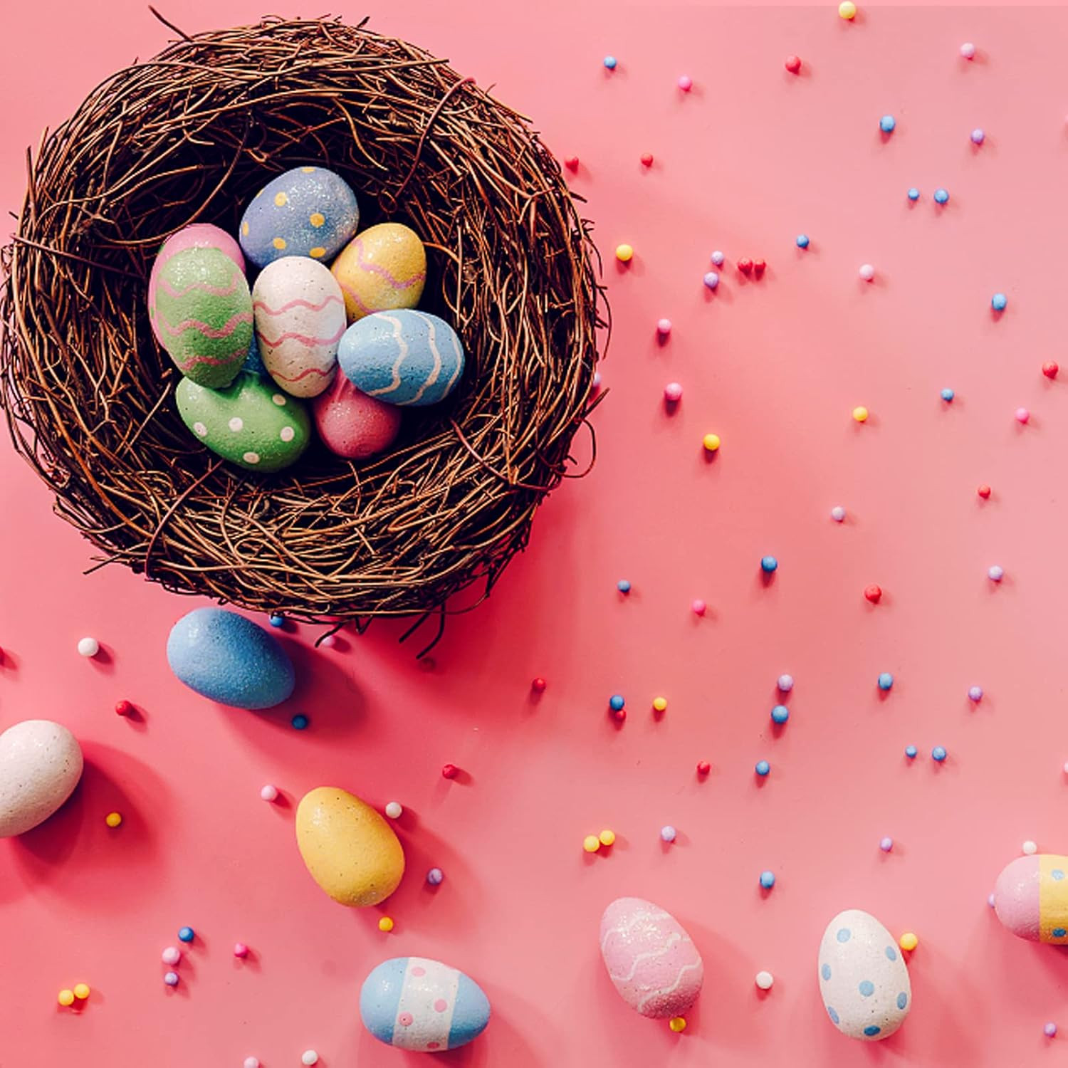 Birds Nest with Eggs Easter Rattan Nest Decorating, Mini Artificial Birds Nest f