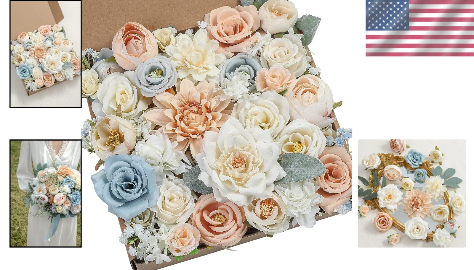 Luxurious Faux Flower Box Set: DIY Bouquets & Centerpieces in Elegant Kraft Box