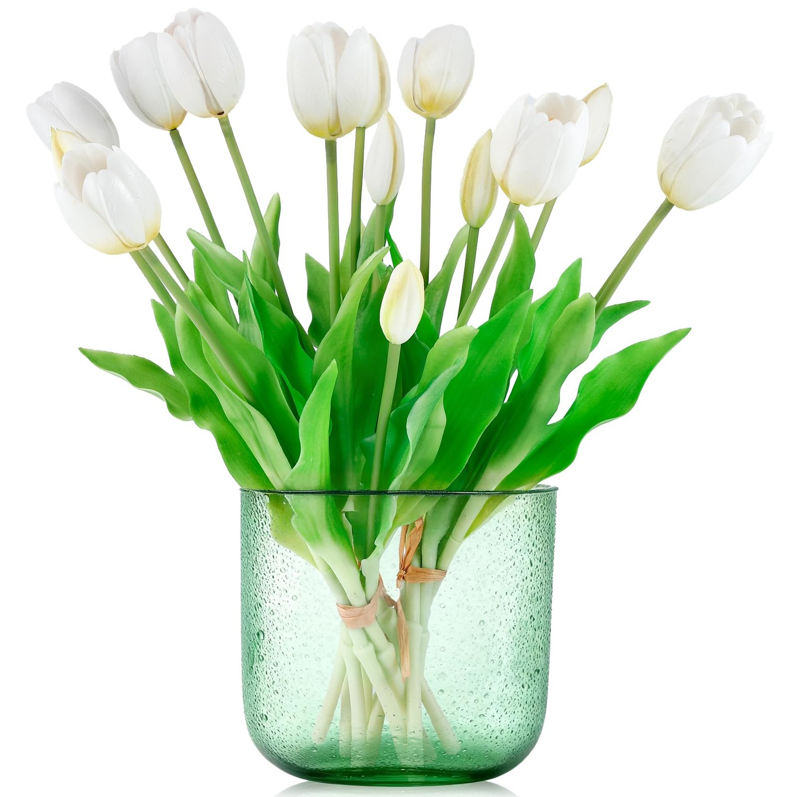 15 PCS White Artificial Tulips Flowers Real Touch Latex Bouquet Wedding