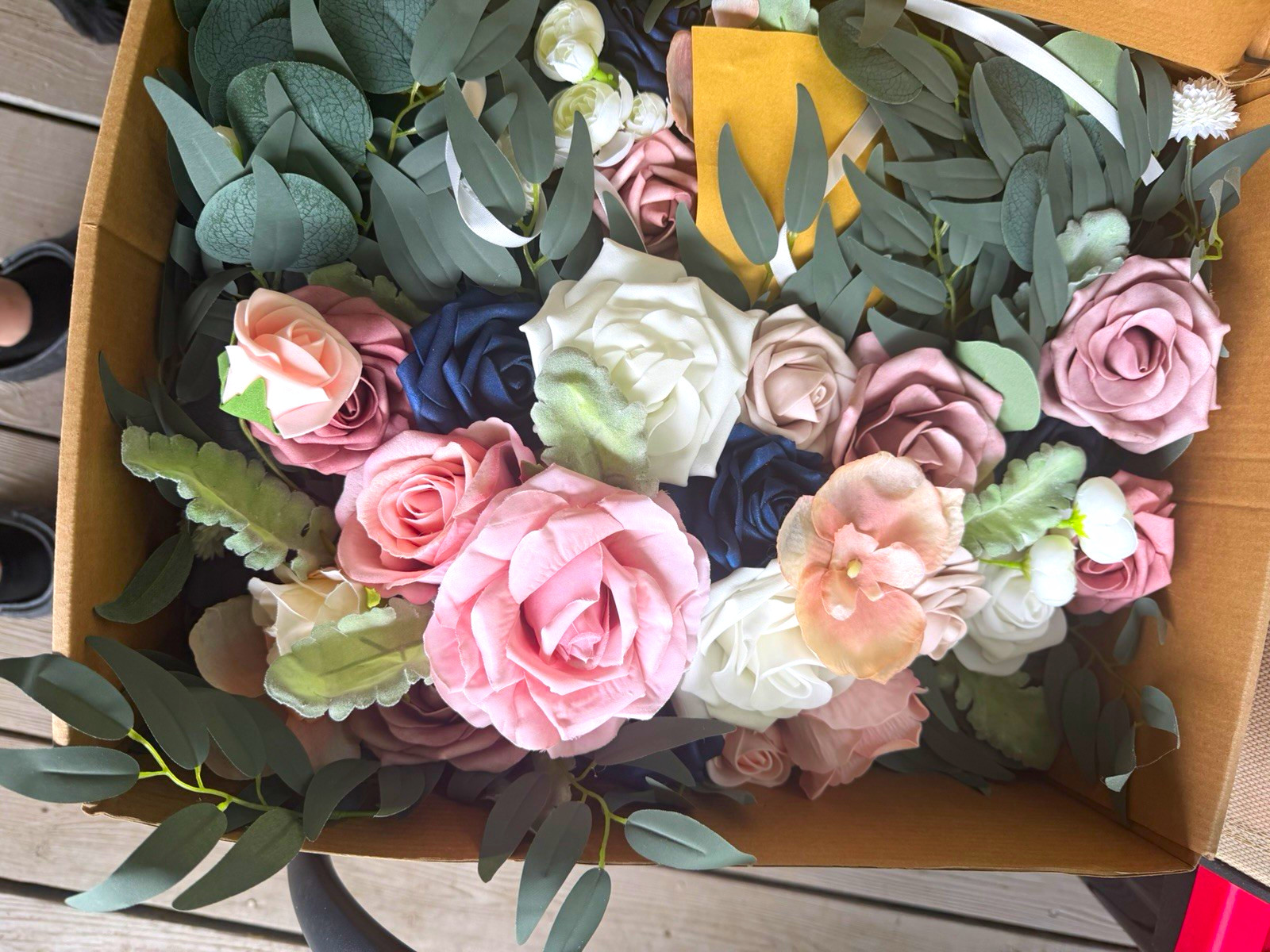 Artificial Rose & Eucalyptus Floral Arrangement Arch Decor Multicolor