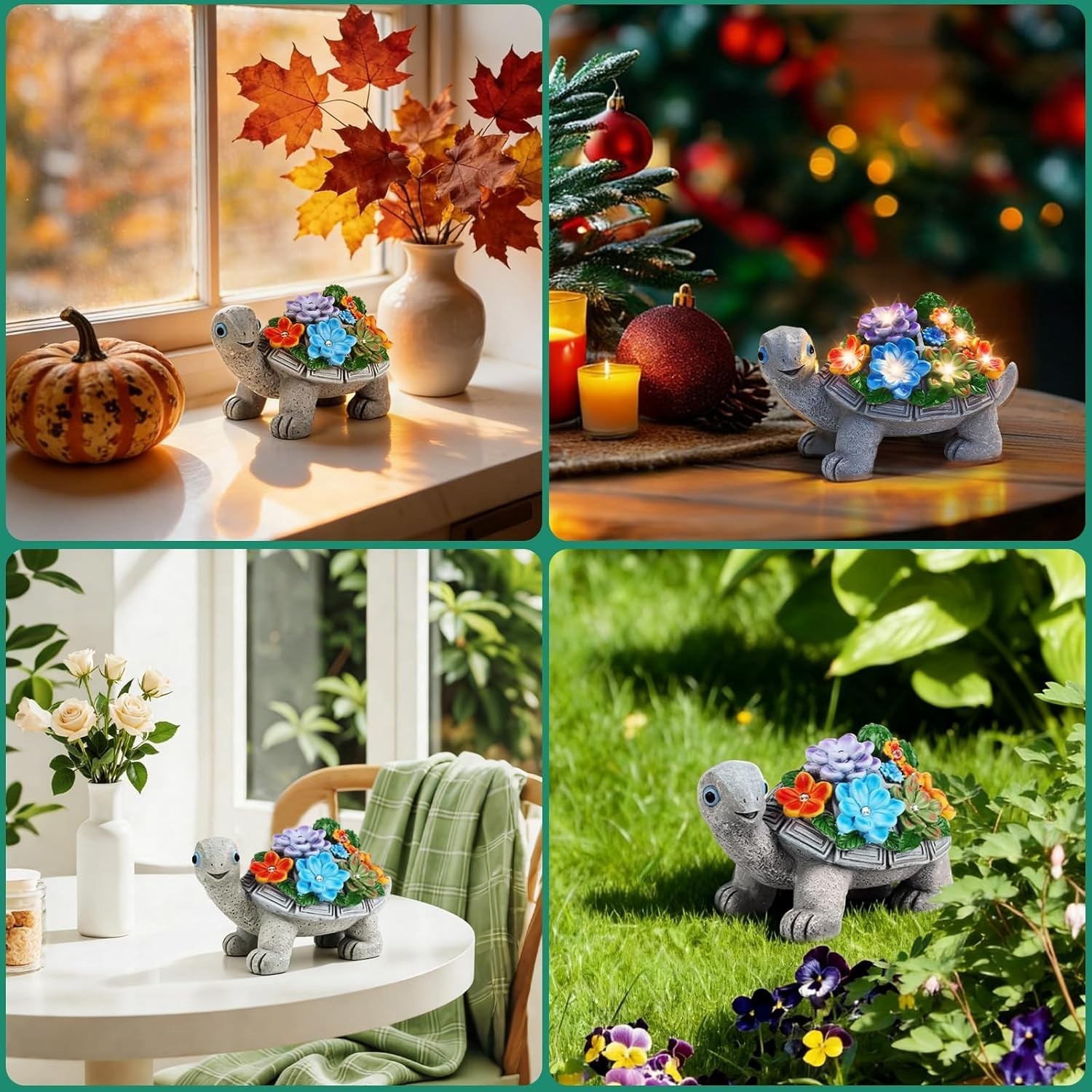 Charming Solar Turtle Statue – 7 LED Lights Garden Decor, Ideal Gift for Women