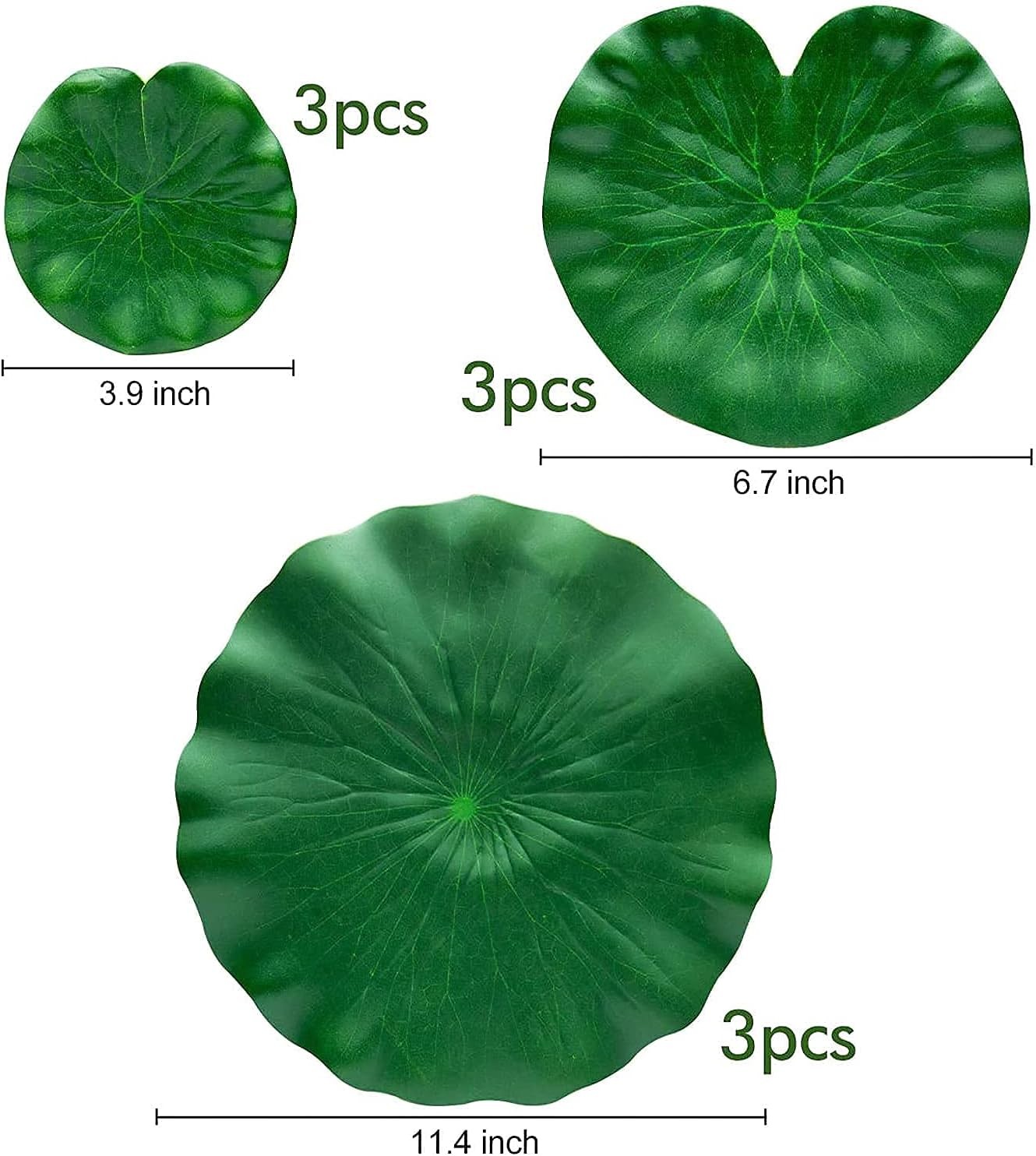 Artificial Lily Pads for Pond, 11In & 6In Artificial Flowers Floating Foam Lotus