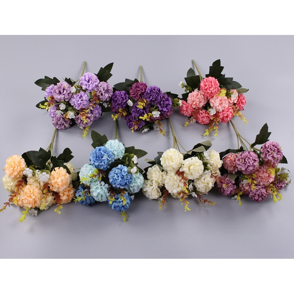 10 Head Artificial Silk Flowers Bouquet for Wedding Home Decor