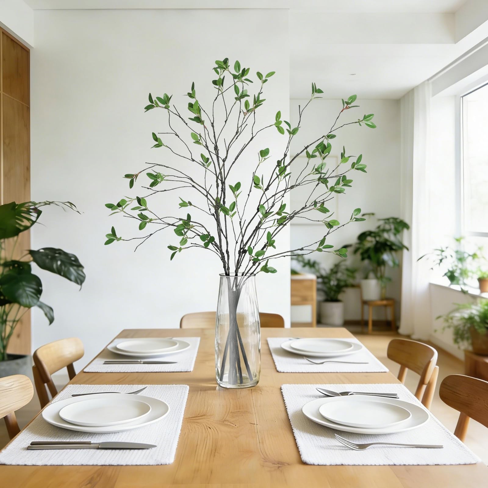 5Pcs Artificial Greenery Stems, 34″ Faux Ficus Leaves Branches Graceful Fake …