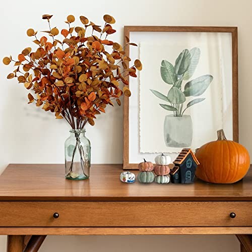 6 Pcs Artificial Eucalyptus Stems – Autumn Leaf Branches – Autumn Leaves